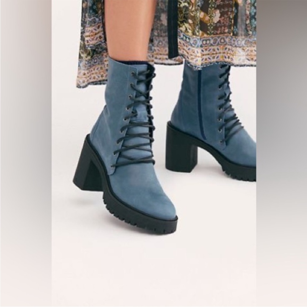RARE NWOT Blue Free People Dylan Lace Up Boot